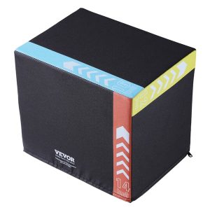 3 in 1 Plyometric Jump Box, 16/14/12 Inch Cotton Plyo Box, Platform & Jumping Agility Box, Anti-Slip Fitness Exercise Step Up Box for Home Gym Training, Conditioning Strength Training, Black