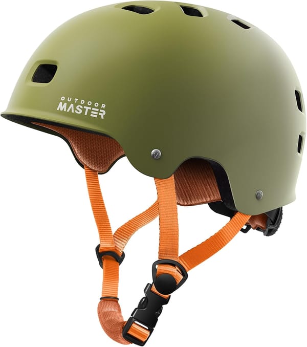OutdoorMaster Skateboard Bike Helmet for Adults &Youth – Multi-Sport Certified Impact Resistant with 2 Removable Liners & Ventilation for Scooter-Matte Adventure Green- Skating-White-Medium